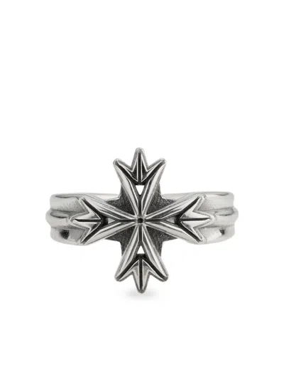Emanuele Bicocchi Logo Cross Ring In Metallic