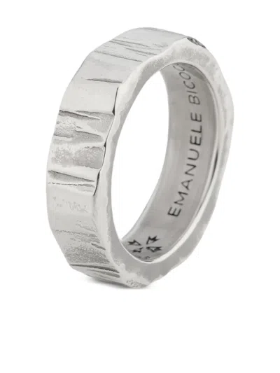 Emanuele Bicocchi Hammered Band Ring In Metallic