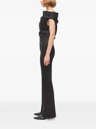 Simkhai Viva Draped One-shoulder Blouse In Black