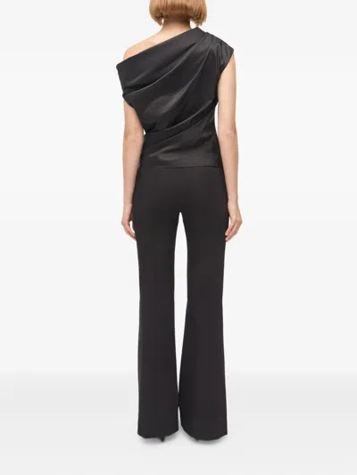 Simkhai Viva Draped One-shoulder Blouse In Black