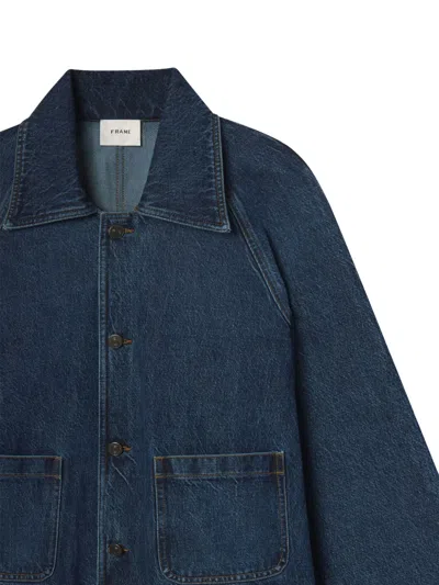 Frame Button-front Denim Jacket In Blue