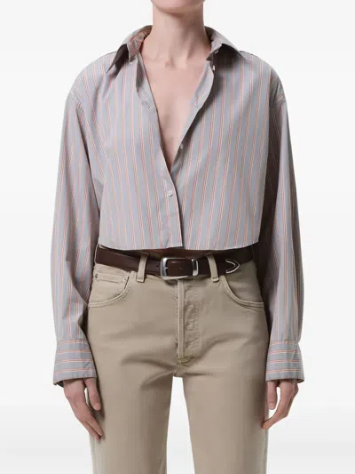 Citizen Of Humanity Ana Striped Shirt In Gray