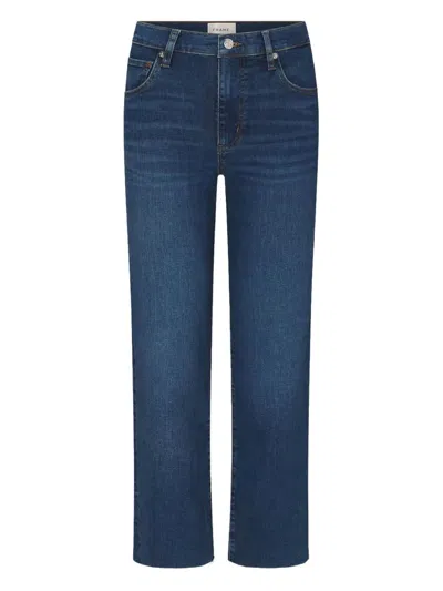 Frame Le Jane Faded High-rise Straight-leg Jeans In Dark Denim