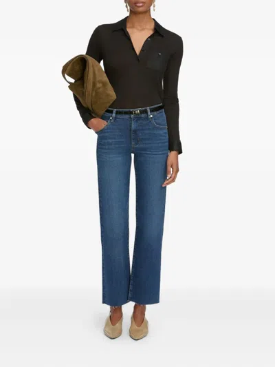 Frame Le Jane Faded High-rise Straight-leg Jeans In Dark Denim