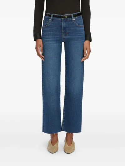 Frame Le Jane Faded High-rise Straight-leg Jeans In Dark Denim