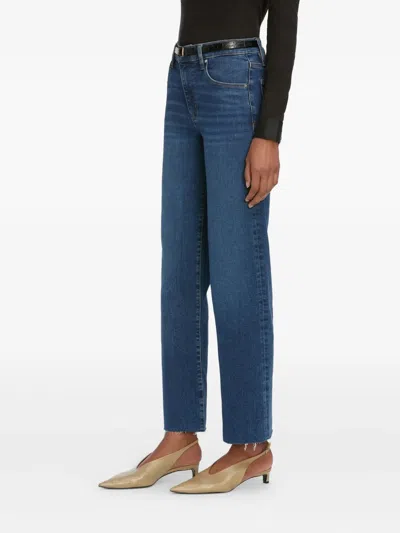 Frame Le Jane Faded High-rise Straight-leg Jeans In Dark Denim