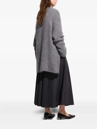 Malo Virgin Wool Blend Cardigan In Gray