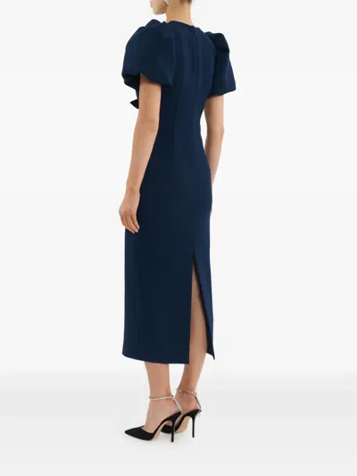 Rebecca Vallance Nemy Bow Midi Dress In Blue