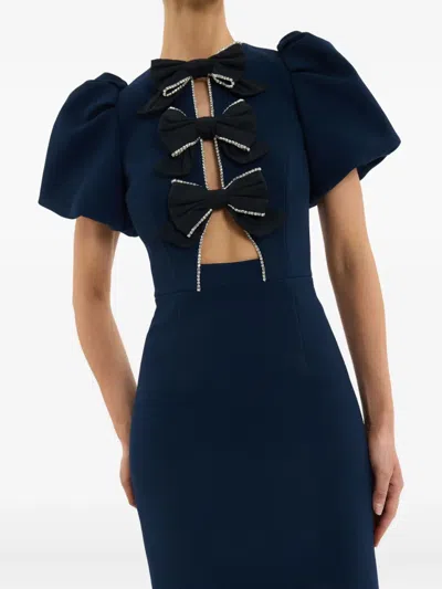Rebecca Vallance Nemy Bow Midi Dress In Blue
