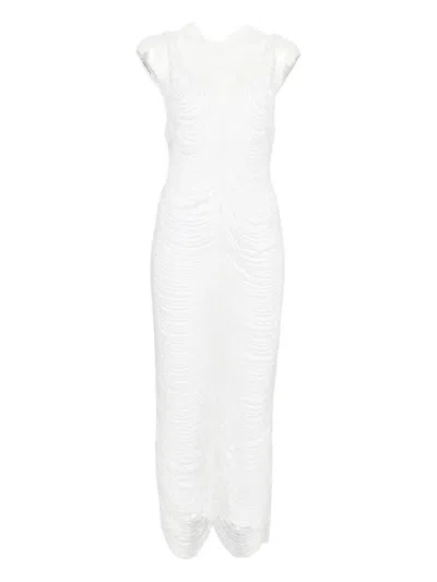Giuseppe Di Morabito Beaded V-neck Dress In White