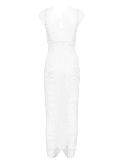Giuseppe Di Morabito Beaded V-neck Dress In White
