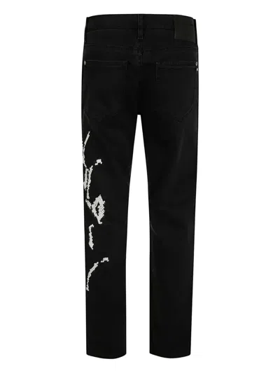 Ermanno Scervino Straight-leg Black Jeans With Artistic Embroidery In Black
