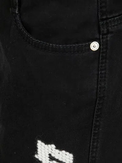 Ermanno Scervino Straight-leg Black Jeans With Artistic Embroidery In Black