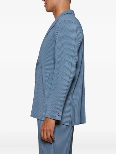 Issey Miyake Pleats 1 Double-breasted Jacket In Green