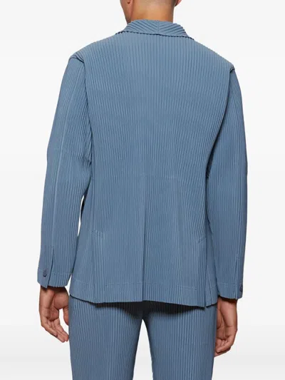 Issey Miyake Pleats 1 Double-breasted Jacket In Green