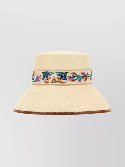Valentino Natural Fiber Bucket Hat With Embroidered Band
