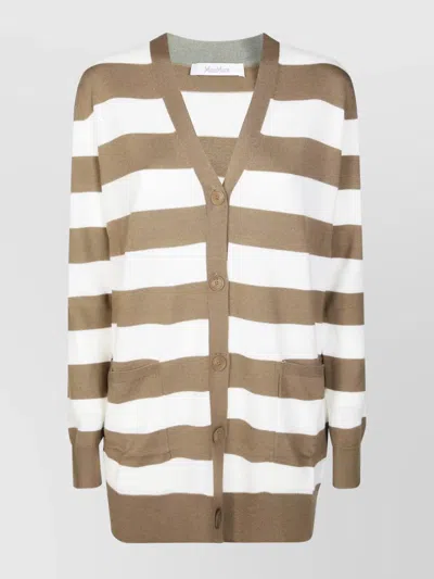 Max Mara Striped Knit Cardigan Embroidered Detail