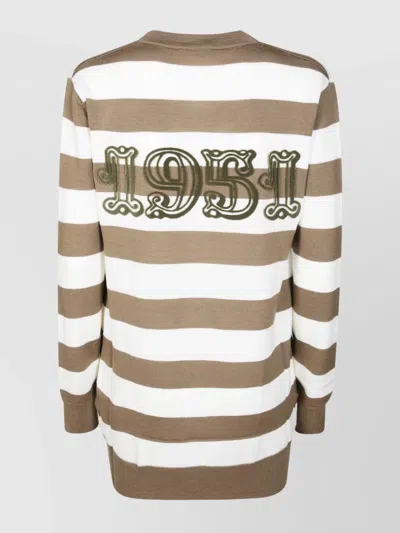 Max Mara Striped Knit Cardigan Embroidered Detail