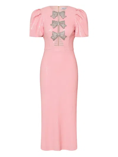 Rebecca Vallance Womens Light Pink Lydia Diamante-bow Sequin-embellished Midi Dress