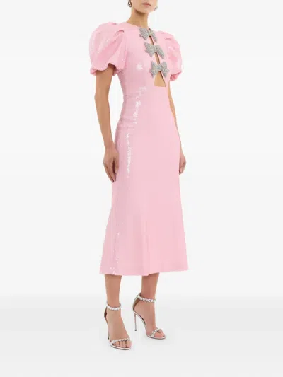 Rebecca Vallance Womens Light Pink Lydia Diamante-bow Sequin-embellished Midi Dress