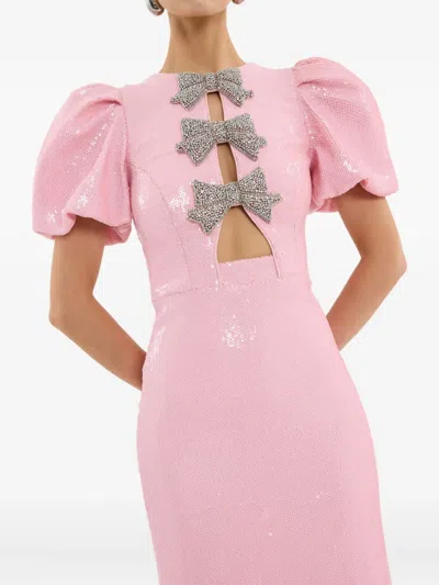 Rebecca Vallance Womens Light Pink Lydia Diamante-bow Sequin-embellished Midi Dress
