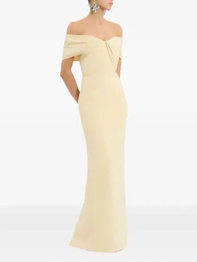 Rebecca Vallance Aubriella Off-the-shoulder Satin-trimmed Crepe Gown In Multi