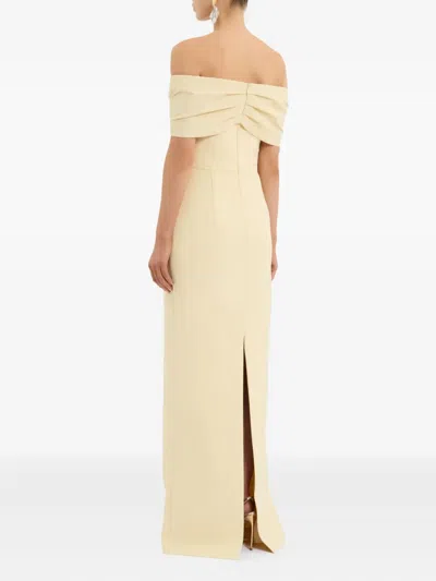 Rebecca Vallance Aubriella Off-the-shoulder Satin-trimmed Crepe Gown In Multi