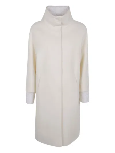 Herno Long Zip Jacket Concealed Pockets In Neutral