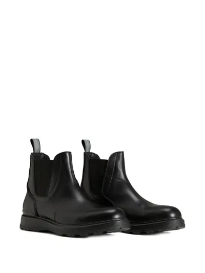 Woolrich Leather Boots With Elastic Sides In Black
