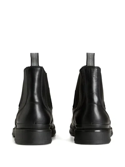 Woolrich Leather Boots With Elastic Sides In Black