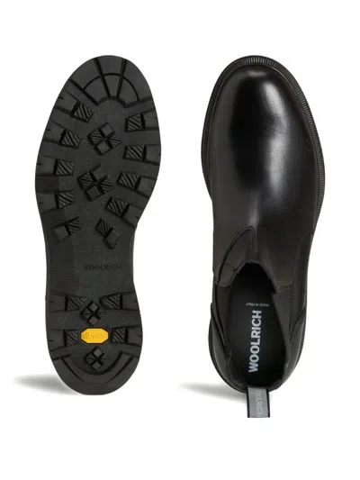 Woolrich Leather Boots With Elastic Sides In Black