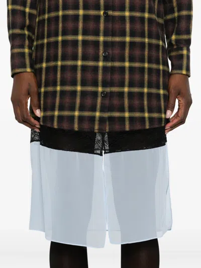 Coperni Mixed Media Long Sleeve Shirtdress In Brown