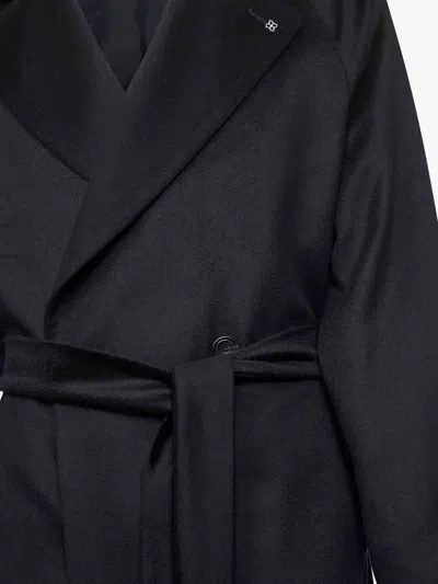 Tagliatore Double-breasted Belted Coat In Black