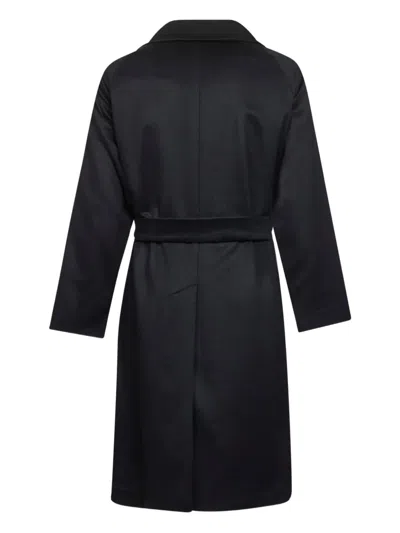 Tagliatore Double-breasted Belted Coat In Black