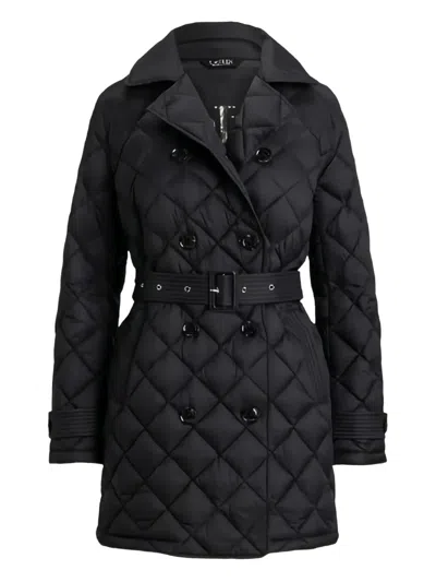 Ralph Lauren Quilted Belted Coat In Black