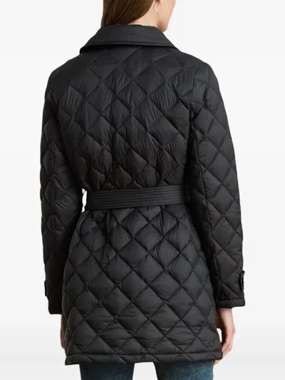 Ralph Lauren Quilted Belted Coat In Black