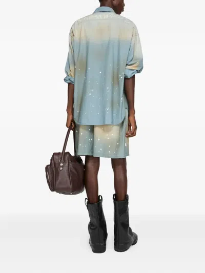 Acne Studios Logo-stamp Shorts In Blue