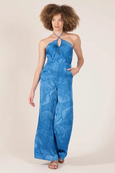 Poupette St Barth Long Jumpsuit Cilia In Blue