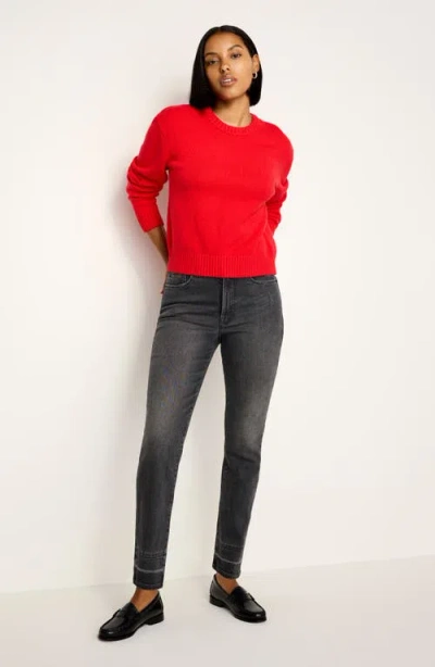 Good American Good Classic Released Hem High Waist Ankle Slim Straight Leg Jeans In Black