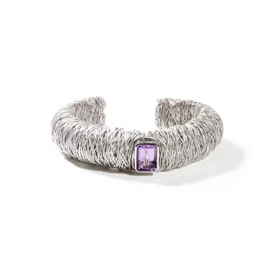 German Kabirski Women's White / Silver Cleo Amethyst Bangle In Multi
