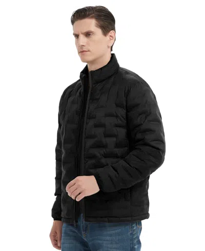 Hawke & Co. Men's Stand Collar Lightweight Warm Cube Jacket In Black