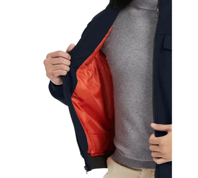 Hawke & Co. Men's Stand Collor Softshell Utility Bomber Jacket In Blue