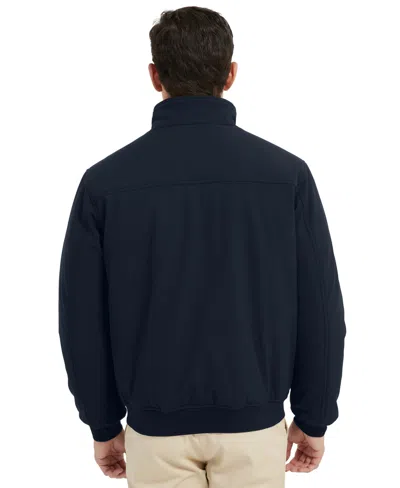 Hawke & Co. Men's Stand Collor Softshell Utility Bomber Jacket In Blue