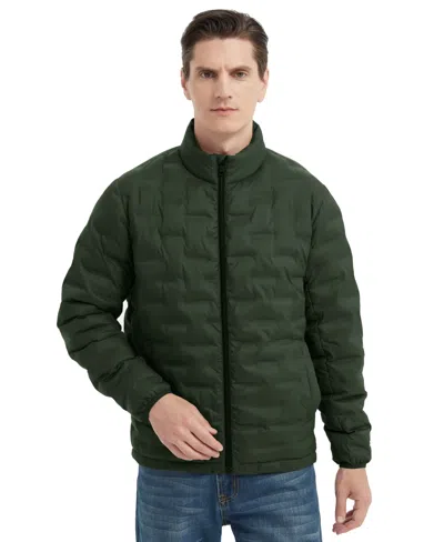 Hawke & Co. Men's Stand Collar Lightweight Warm Cube Jacket In Green