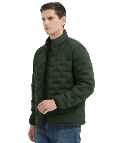 Hawke & Co. Men's Stand Collar Lightweight Warm Cube Jacket In Green