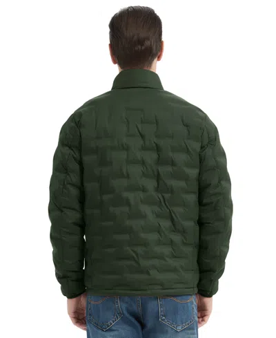 Hawke & Co. Men's Stand Collar Lightweight Warm Cube Jacket In Green