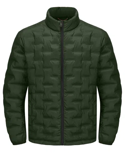 Hawke & Co. Men's Stand Collar Lightweight Warm Cube Jacket In Green