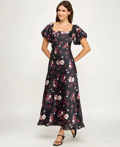 Row A Women's Short Bubble Sleeves Dress In Multi