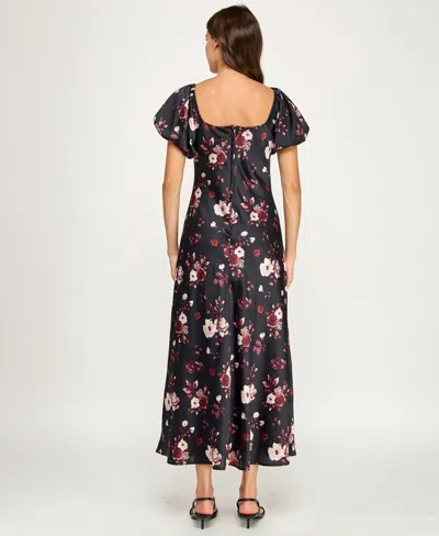 Row A Women's Short Bubble Sleeves Dress In Multi