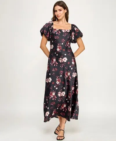 Row A Women's Short Bubble Sleeves Dress In Multi